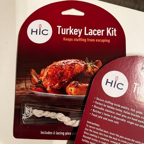 Turkey Lacer Kit 3 Pack with Pins and Twine for Poultry and Stuffed Dishes - Picture 7 of 7
